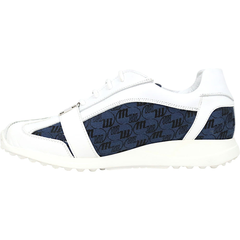 Mauri Kingsman Men's White / Blue Exotic Crocodile / Calfskin Leather Casual Sneaker