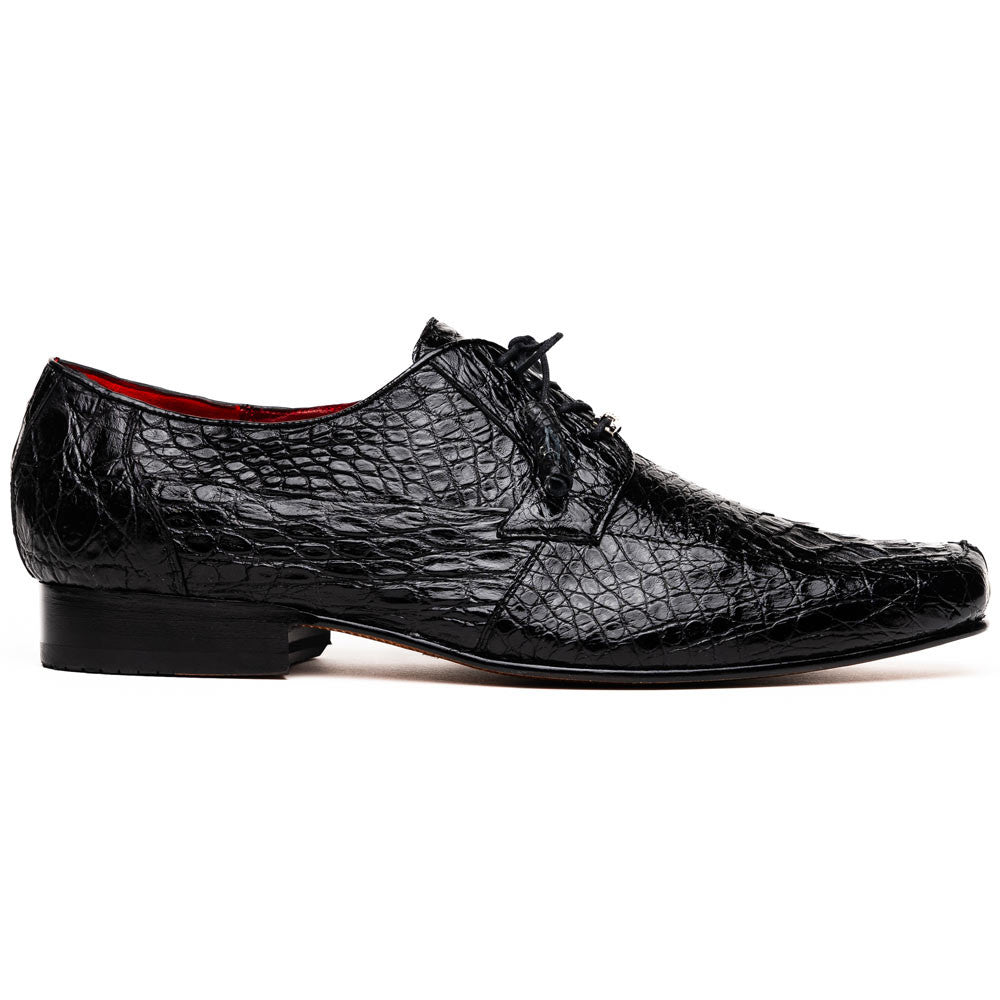 Leonardo Men’s Genuine Caiman Crocodile Dress Derby | Marco Di Milano Exotic Shoes in Black