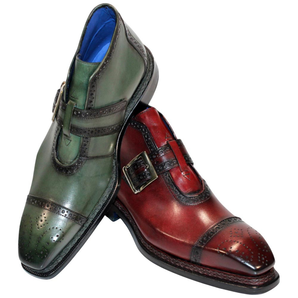 EMILIO FRANCO Aldo Antique Red Leather Buckle Boots