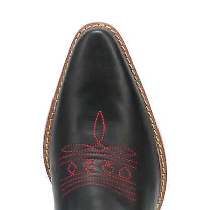 Queen A Hearts Black Leather with Red Embroidered Narrow Toe Women Boot | Dingo Western Cowgirl Boots