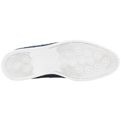Duca Men's Rivoli Ocean Blue Round Toe Calf Weave Leather Loafers