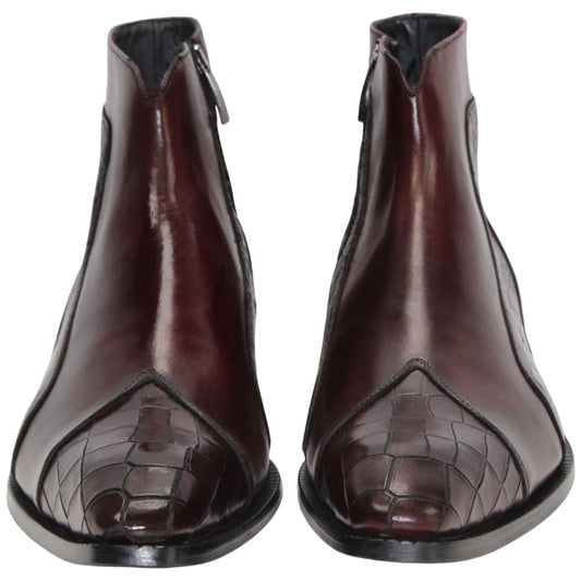 Duca Aprilia Men's Burgundy/Antique Red Calf-Skin Leather Boots