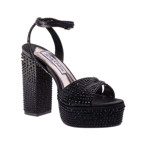 Lady Couture DOLL Black Rhinestone Platform Sandal with 4.5" Heel