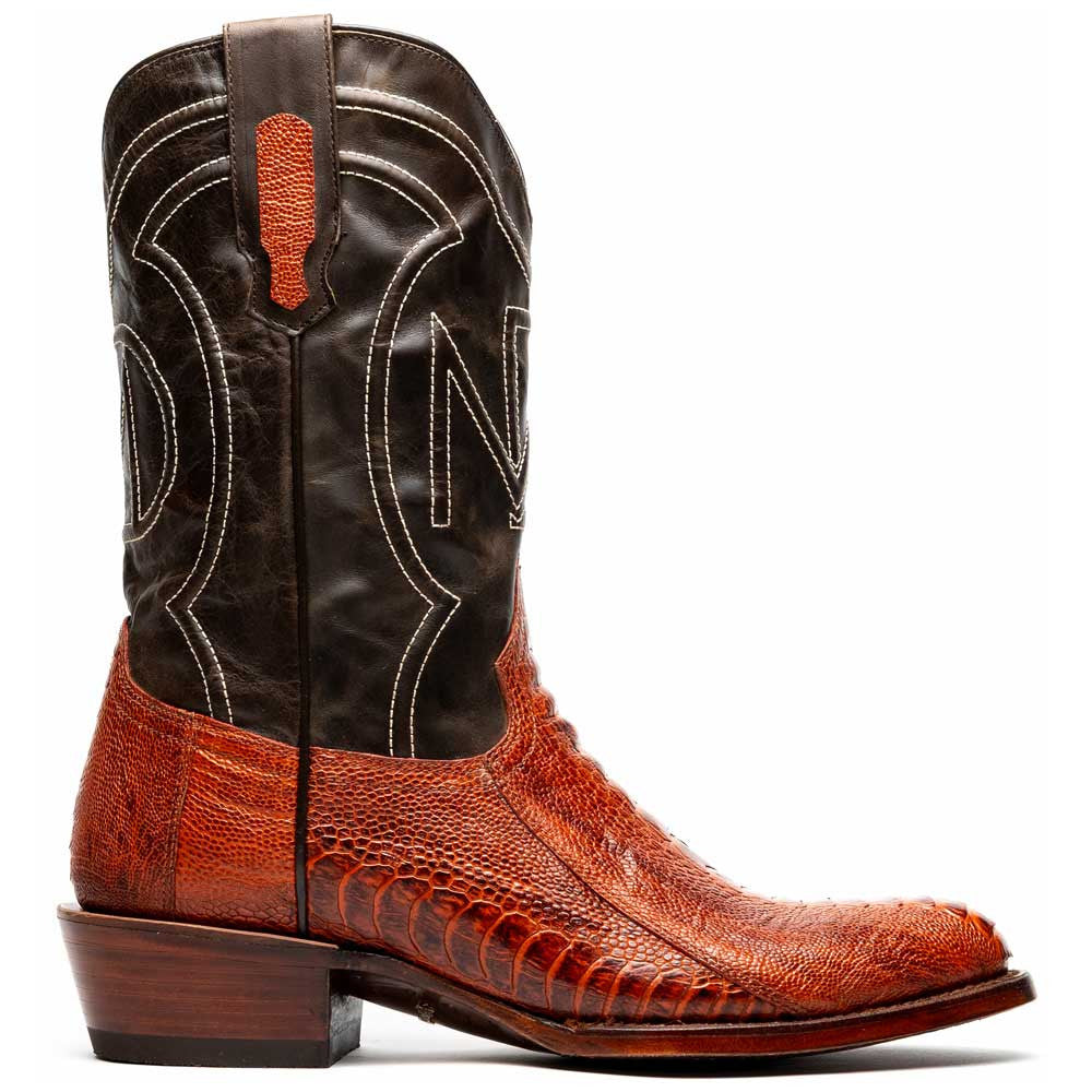 Denver Genuine Ostrich Leg Skin Cognac Cowboy Boot | Marco Di Milano Western Boots