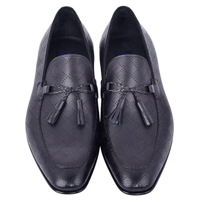 Corrente Men’s Black Almond Toe Tassel Loafer