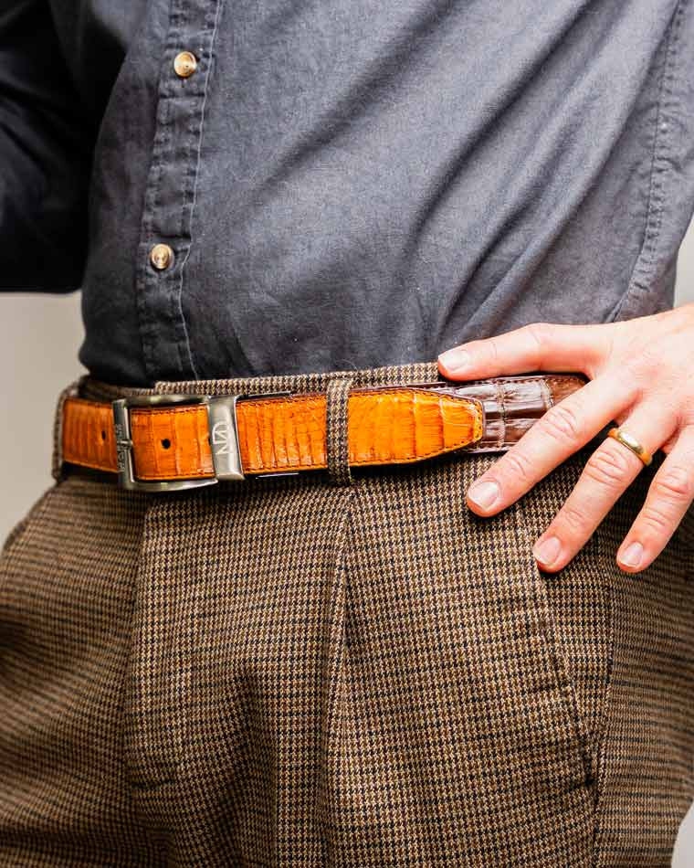 Marco Di Milano Men’s Caiman Back & Belly Leather Belt Luciano