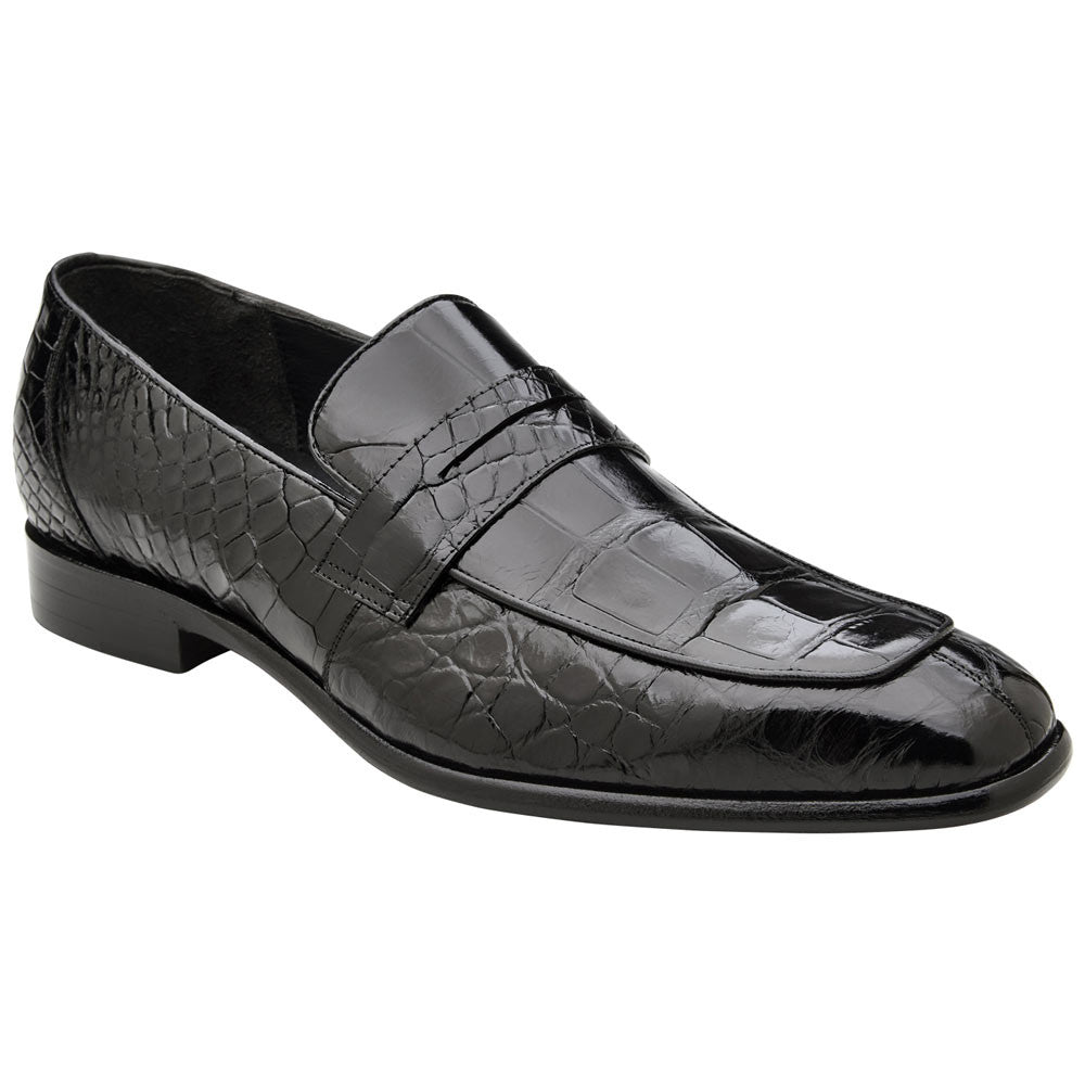 Belvedere Men’s Genuine American Alligator Black Penny Loafer - Gavino