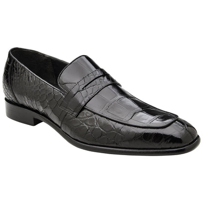 Belvedere Men’s Genuine American Alligator Black Penny Loafer - Gavino