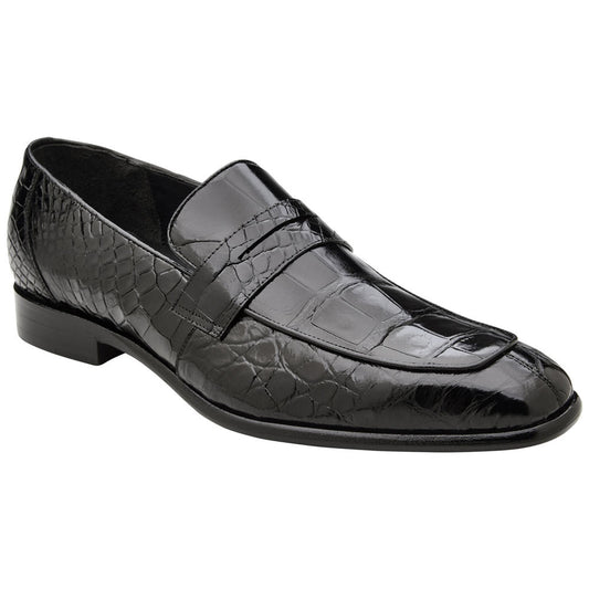 Belvedere Men’s Genuine American Alligator Black Penny Loafer - Gavino