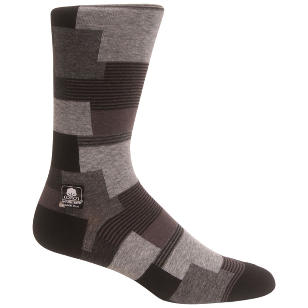 Modern Motif Black/Gray Men’s Crew Dress Sock | Stacy Adams Premium Socks