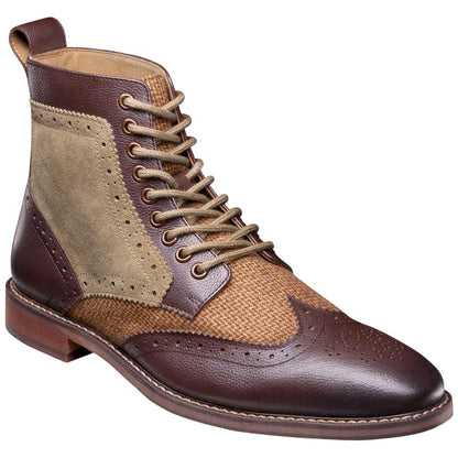 Stacy Adams Finnegan Wingtip Lace-Up Boot - Brown Tumbled