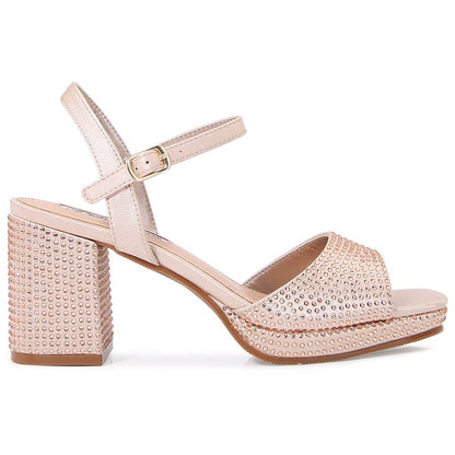 Lady Couture Judy 3” Block Heel Sandals in Champagne