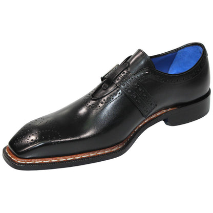 EMILIO FRANCO Filippo Black Calf-Skin Leather Monkstraps Shoes
