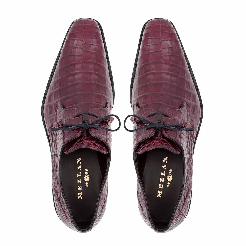 Mezlan of Spain Genuine Crocodile Skin Burgundy Derby ANDERSON (USA Men Size)