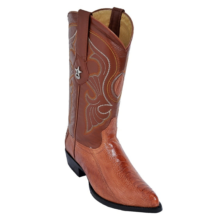 Los Altos Cognac J-Toe Genuine Ostrich Leg