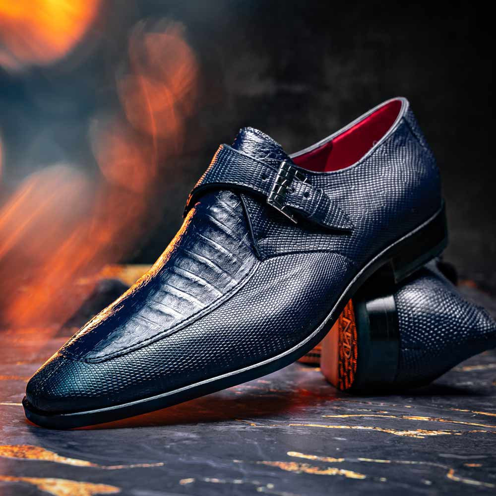 Toluca Genuine Crocodile and Lizard Skin Monk Strap | Marco DI Milano