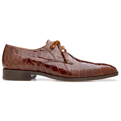 Belvedere Men's Genuine American Alligator Peanut Derby Shoes - Lago