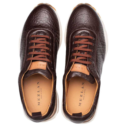 Mezlan Hill Men's Dark Brown Lambskin Dress Sneaker - Handmade in Spain