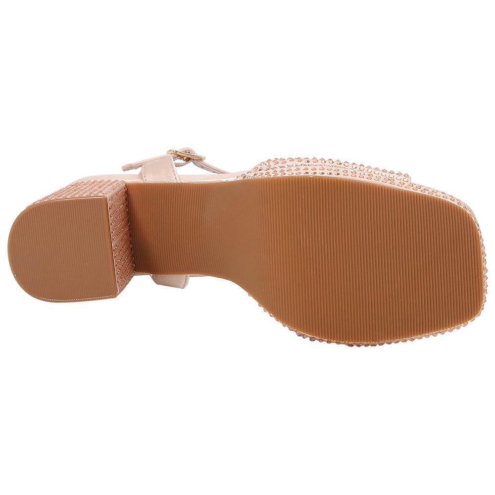 Lady Couture Judy 3” Block Heel Sandals in Champagne
