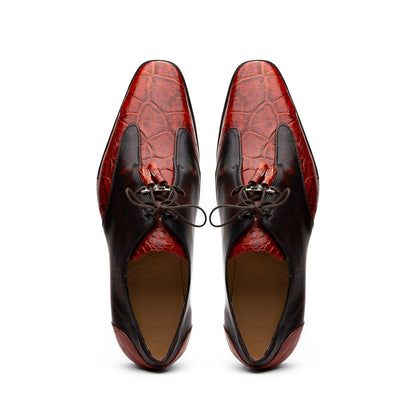 Marco Di Milano Anzio Derby Cognac Alligator And Calfskin Shoes