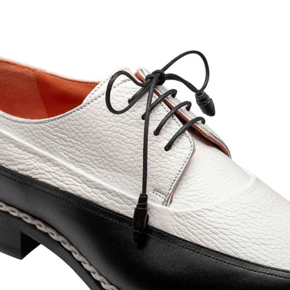 Mezlan Men’s Muro Black & White Two-Tone Calfskin Moc Toe Derby Dress Shoes