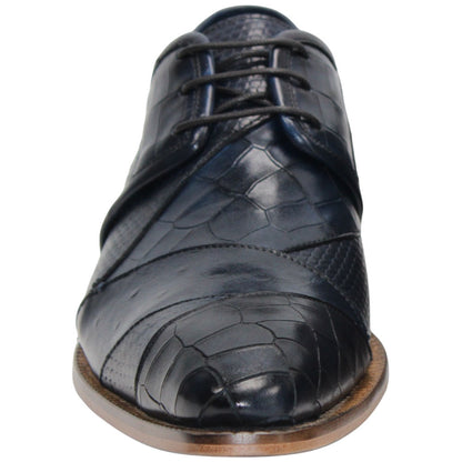 Imperio Ocean Blue Calf-Skin Leather Print Oxfords | Duca Dress Shoes for Men
