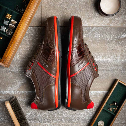 Marco Di Milano Portofino Ostrich Leg Sneaker - Brown
