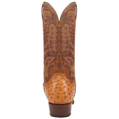 Dan Post Marco Saddle Full Quill Ostrich Square Toe Western Cowboy Boots