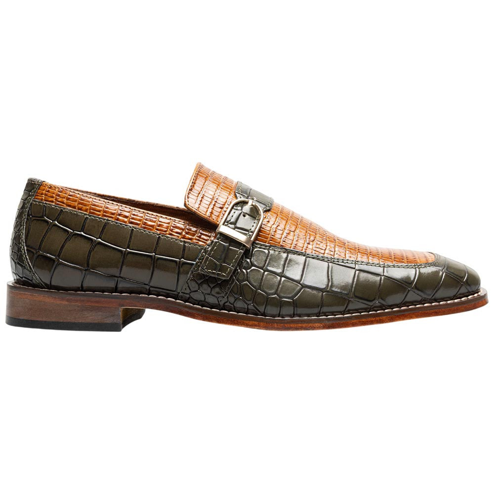 Stacy Adams Rubiano Moc Toe Buckle Strap Slip-On - Olive Multi