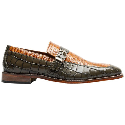 Stacy Adams Rubiano Moc Toe Buckle Strap Slip-On - Olive Multi