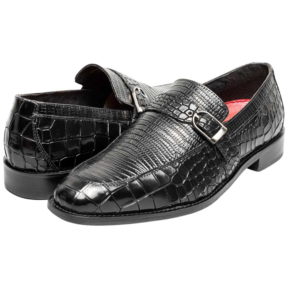 Stacy Adams Rubiano Moc Toe Buckle Strap Slip-On - Black
