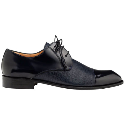 Capello Hi-Shine/Calf Blue Cap Toe Derby | Mezlan Dress Shoes for Men