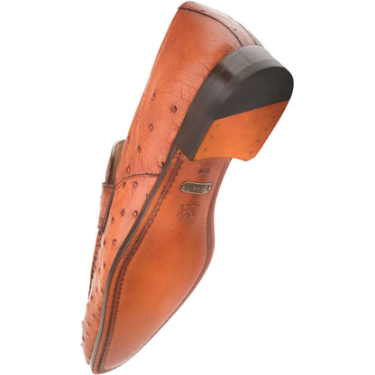 Mezlan Men's Lisbon Ostrich Slip-On Penny Loafer in Brandy
