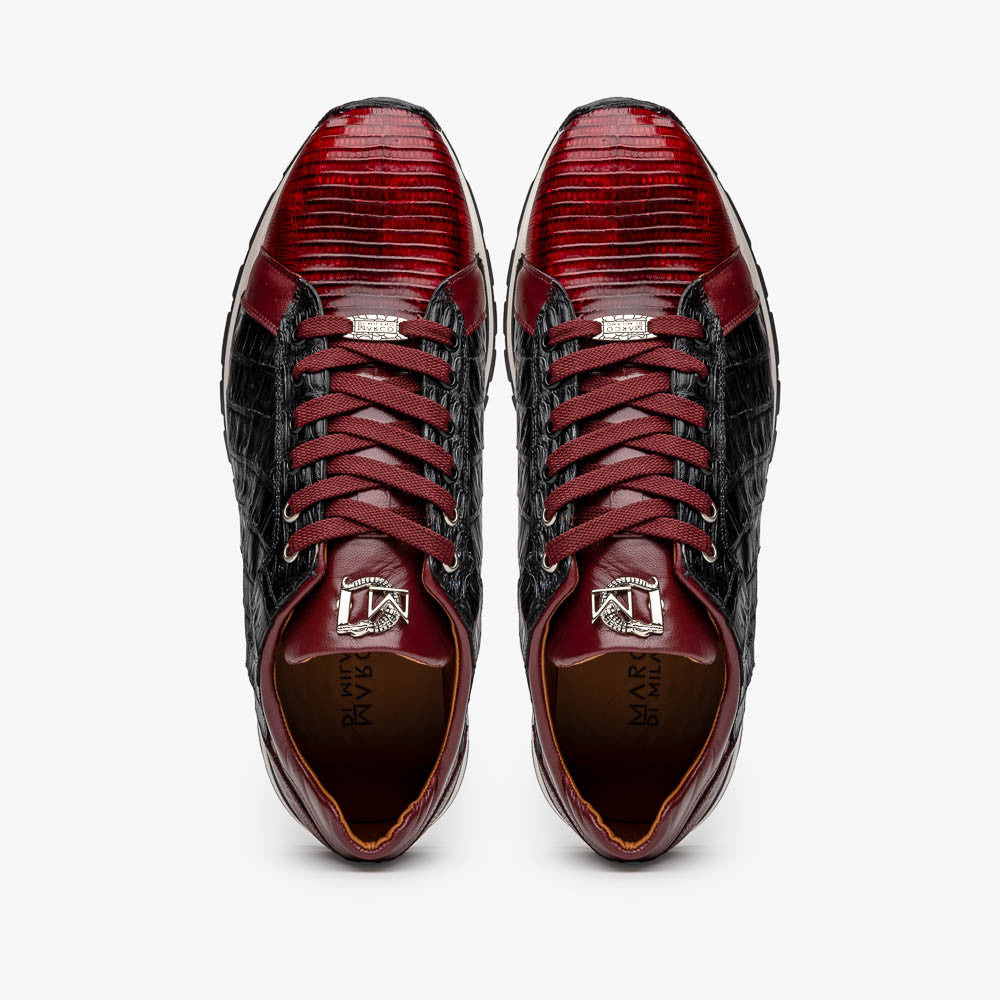 Marco Di Milano PORTICI Caiman Lizard Wine/Black Sneakers