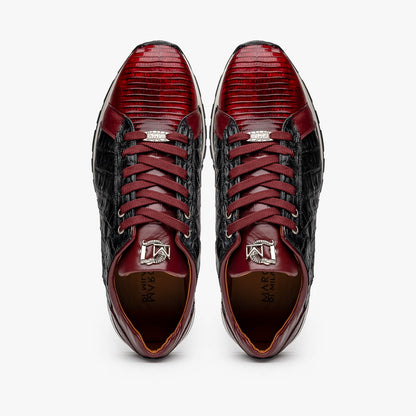 Marco Di Milano PORTICI Caiman Lizard Wine/Black Sneakers