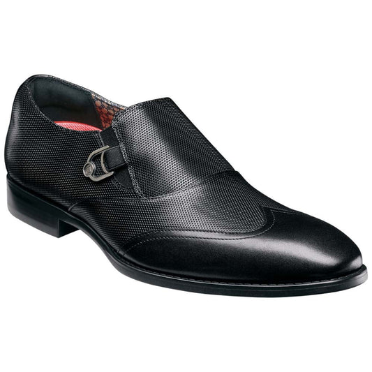 Stacy Adams Lockwood Wingtip Ornament Black Slip On Dress Shoes for Men