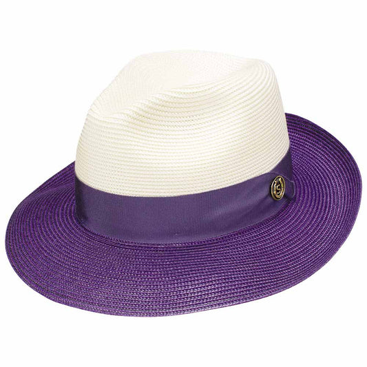Stetson Toledo Milan Straw Hat in Ivory/Purple