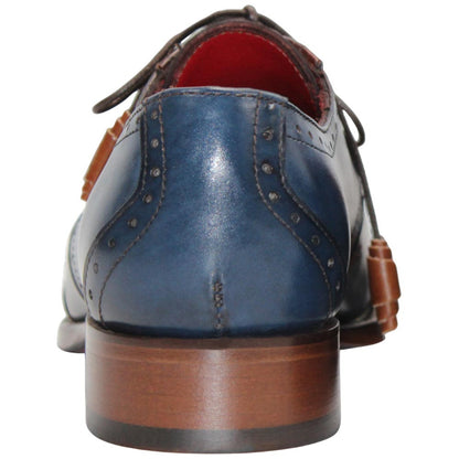 Fennix of Italy Genuine Alligator Skin JAX Cognac/Navy Derby Shoes (US Men Size)