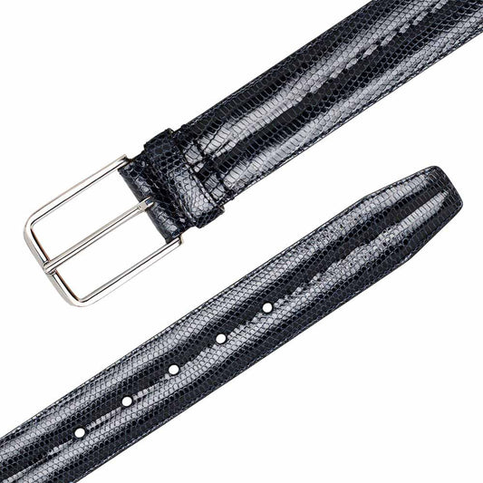 Mezlan Men's Classic Lizard Belt in Blue