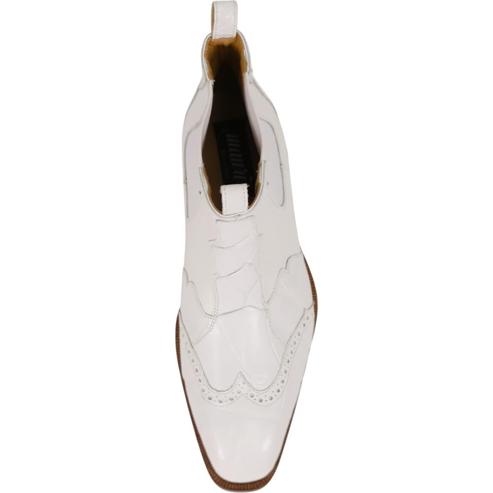 Mauri Ebony Men's White Exotic Alligator / Calf-Skin Leather Chelsea Boot