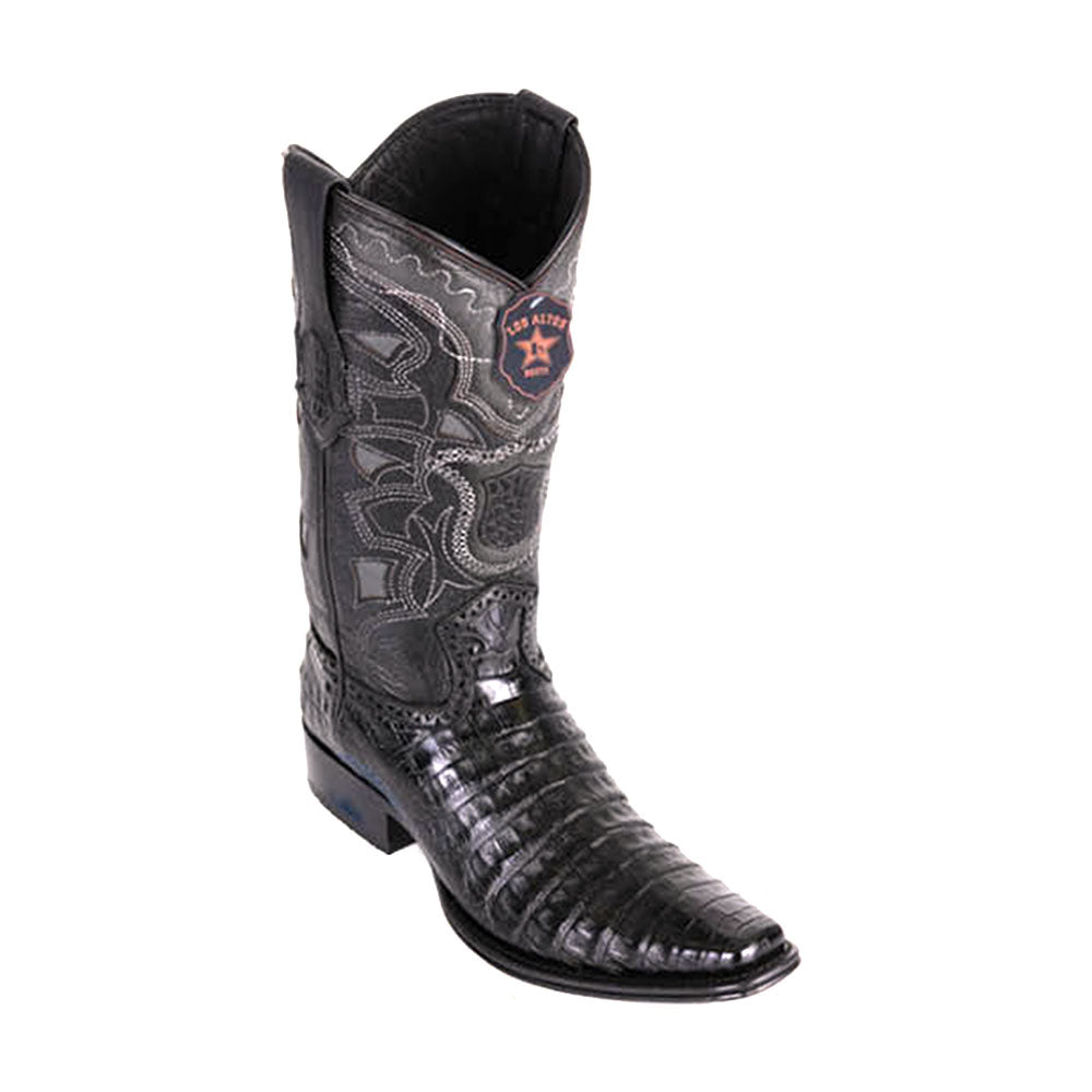 Los Altos Black Caiman Belly Square Toe Boots