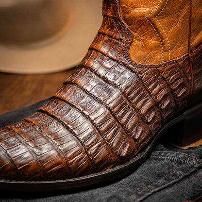 Phoenix Genuine Caiman Belly Skin Aged Maple Cowboy Boot | Marco Di Milano Western Boots