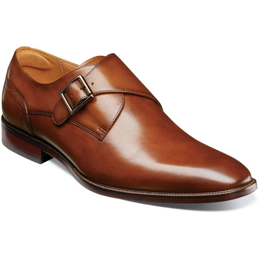 Florsheim Sorrento Cognac Plain Toe Single Monk Strap Men's Dress Shoes