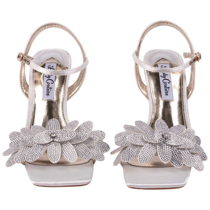 Lady Couture Lust Ivory Rhinestone Petal Slingback Heels