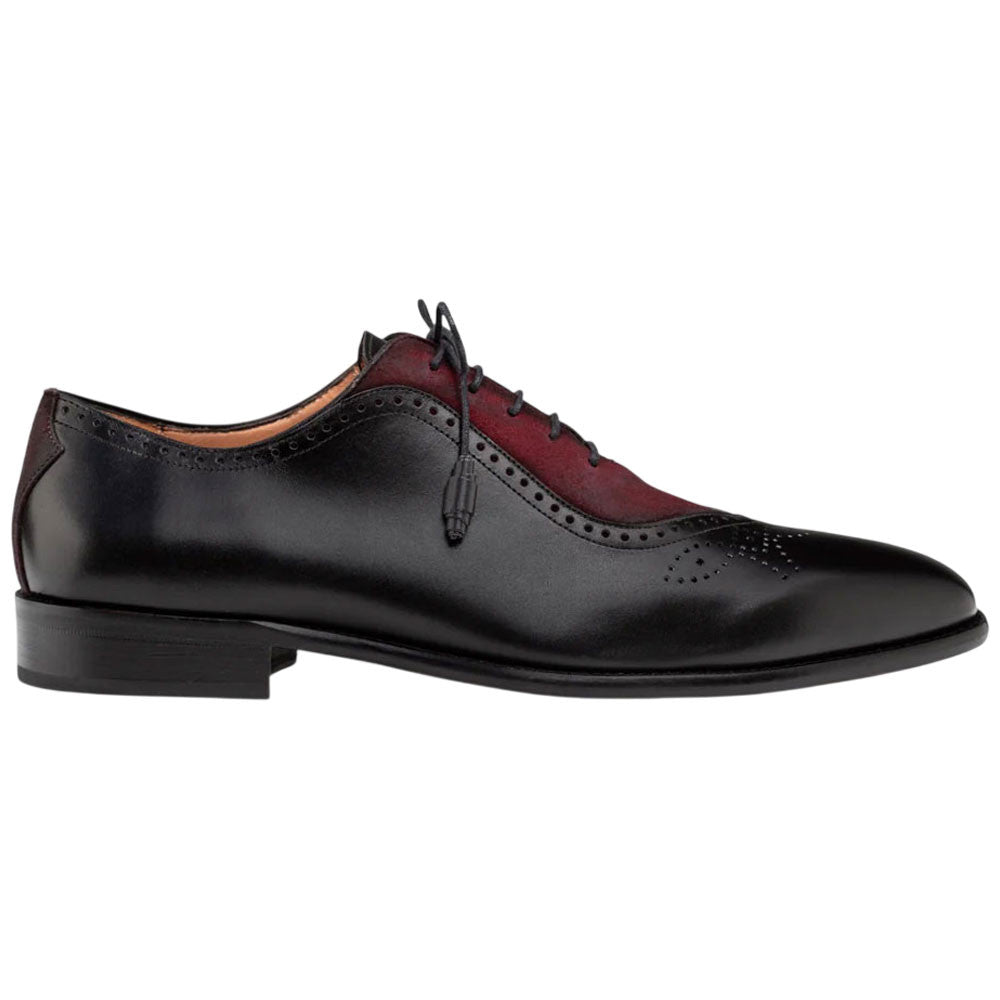 Mezlan Eagle Calf/Suede Oxford - Men's Black/Wine Multi-Toned Oxford