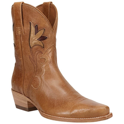 Dan Post Saffron Women's Whiskey Leather Western Bootie - 8" Shaft, Snip Toe