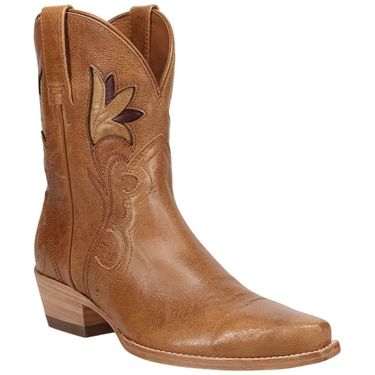 Dan Post Saffron Women's Whiskey Leather Western Bootie - 8" Shaft, Snip Toe