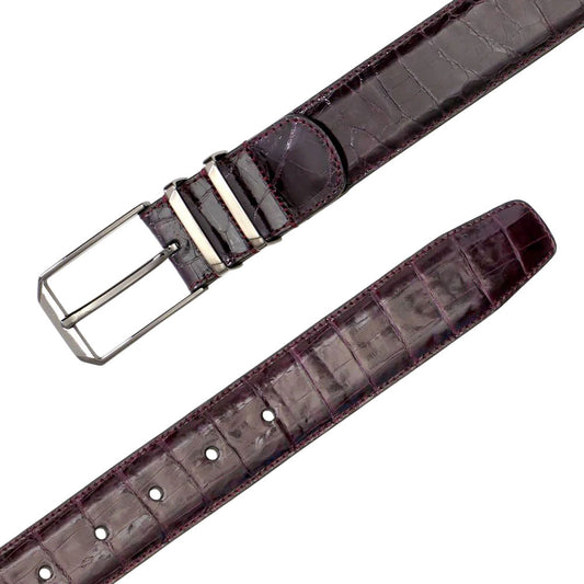 Mezlan Men's Genuine Crocodile Belt Burgundy
