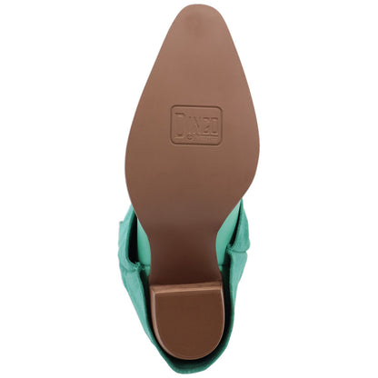 Wild Fire Leather Green Cuffed Self-Embroidered Snip Toe Women Boot | Dingo Western Cowgirl Boots
