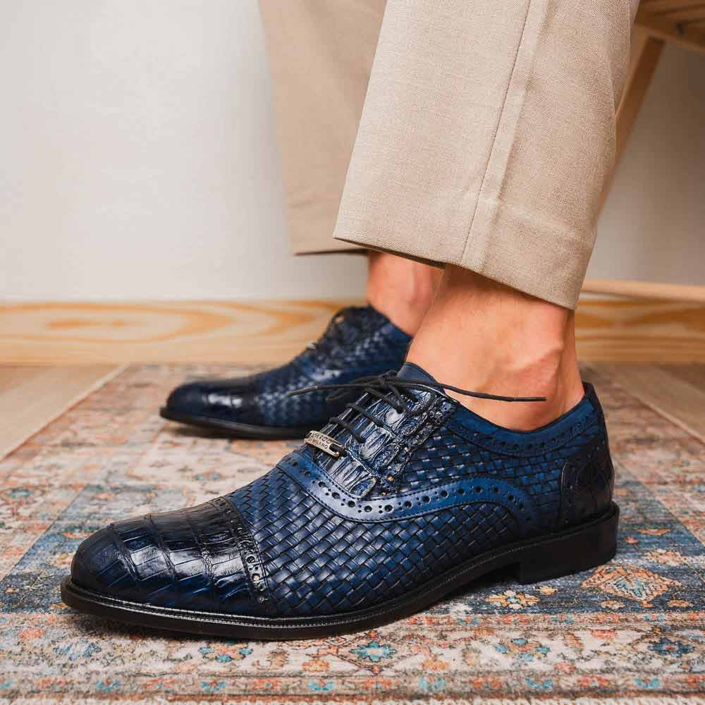 John Woven calfskin Genuine Caiman Crocodile Cap Toe Oxford | Marco Di Milano